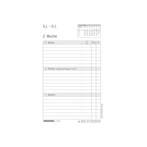 CHRONOPLAN Chronobook Black&White 2026 50966Z.26 1W/2S schwarz SC Mini