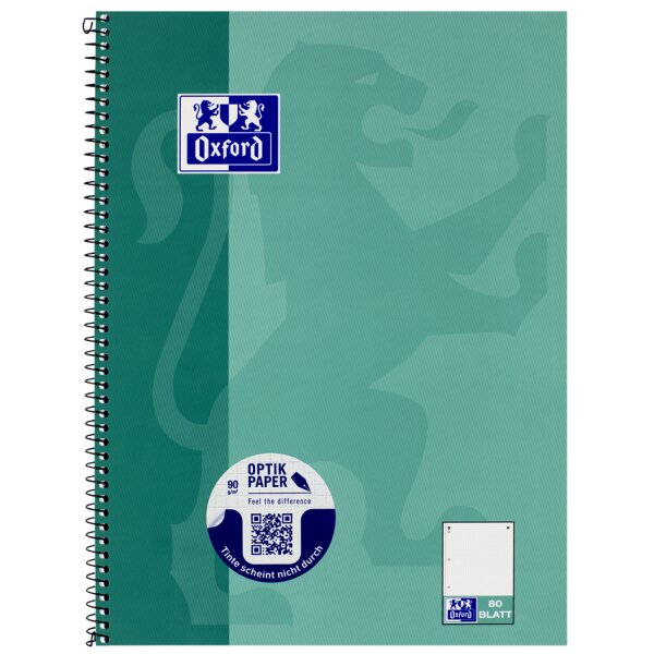 Oxford Collegeblock, DIN A5+, gepunktet, 80 Blatt, türkis