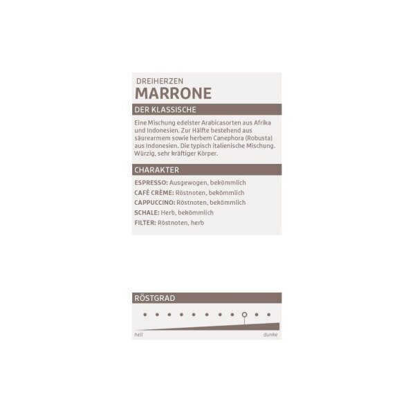DREIHERZEN Grain de caf&eacute; 1kg 10074 Marrone