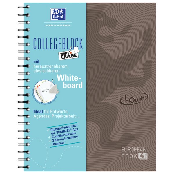 Oxford Cahier Touch European Book 4 Write &amp; Erase, brun