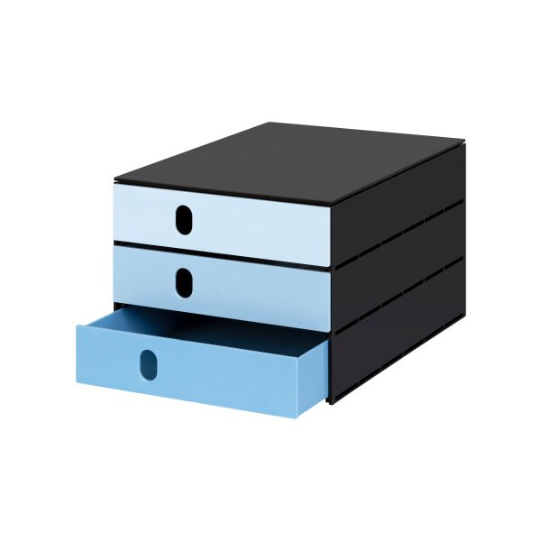 STYRO Schubladenbox styroval flow 14-8050.93 schwarz/blau 3 Schubladen