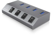 ICY BOX 4 Port Hub & Charger USB 3.0 IB-HUB1405 Aluminium