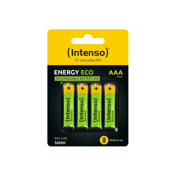 INTENSO Energy Eco 850mAh AAA HR03 7505114 Rechargeable 4pcs blister