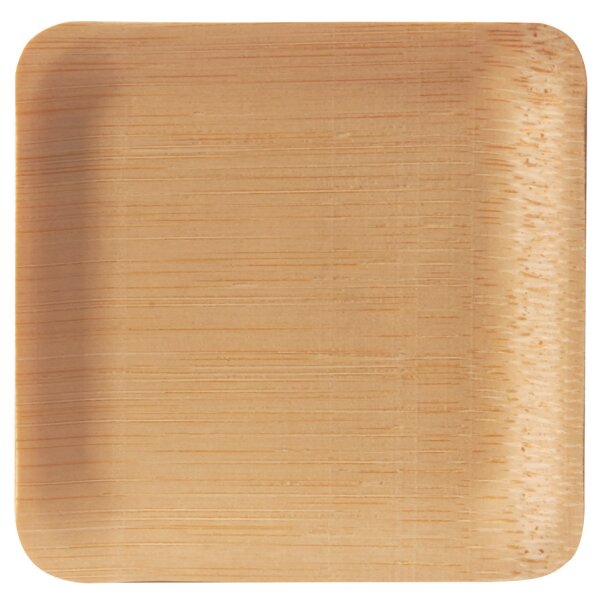 PAPSTAR Assiette fingerfood en bambou pure, carré, par 10