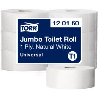 TORK Grossrollen-Toilettenpapier Jumbo, 1-lagig, weiss,...