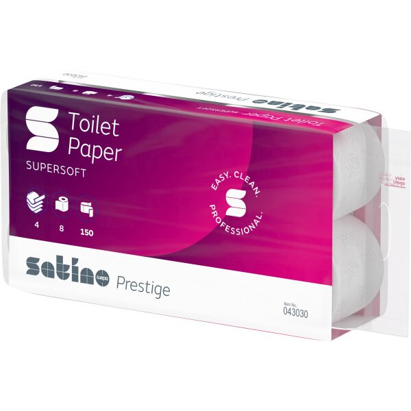 SATINO Papier de toilette HiLine 043030 4 plis, 8 roul., blanc