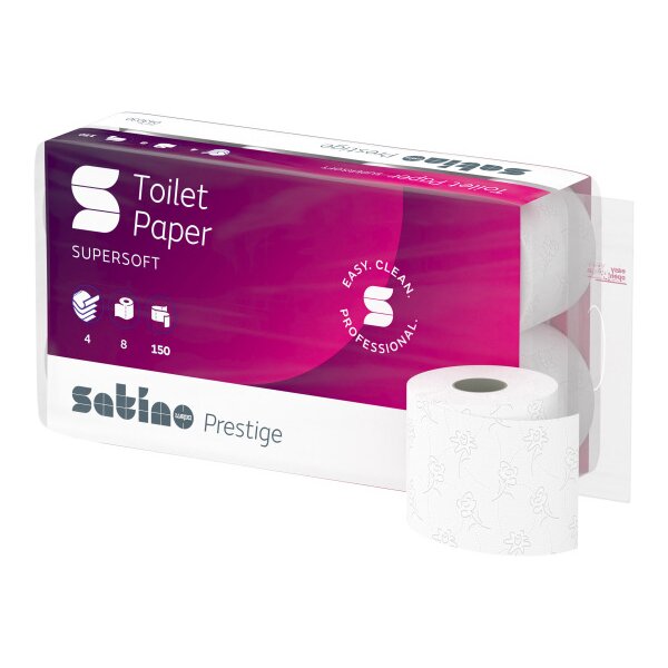 SATINO Papier de toilette HiLine 043030 4 plis, 8 roul., blanc