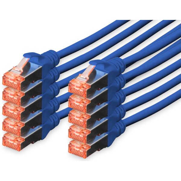 DIGITUS Câble de brassage Cat.6, S/FTP, 2,0 m, par 10, bleu