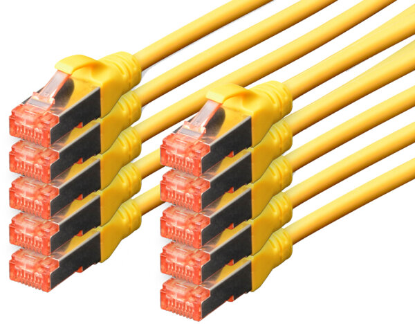 DIGITUS Câble de brassage Cat.6, S/FTP, 0,5 m, par 10, jaune