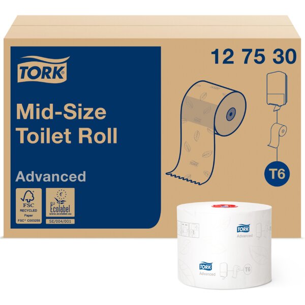 TORK Midirollen-Toilettenpapier, 2-lagig, weiss, 100 m