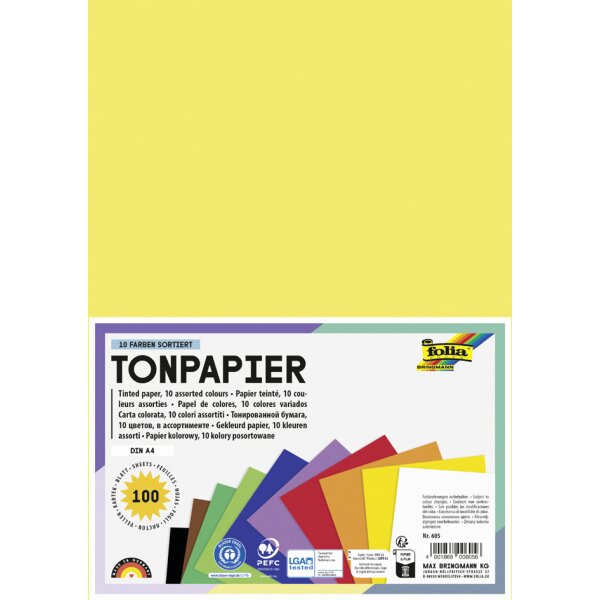 folia Papier de couleur, A4, 130 g/m2, assorti