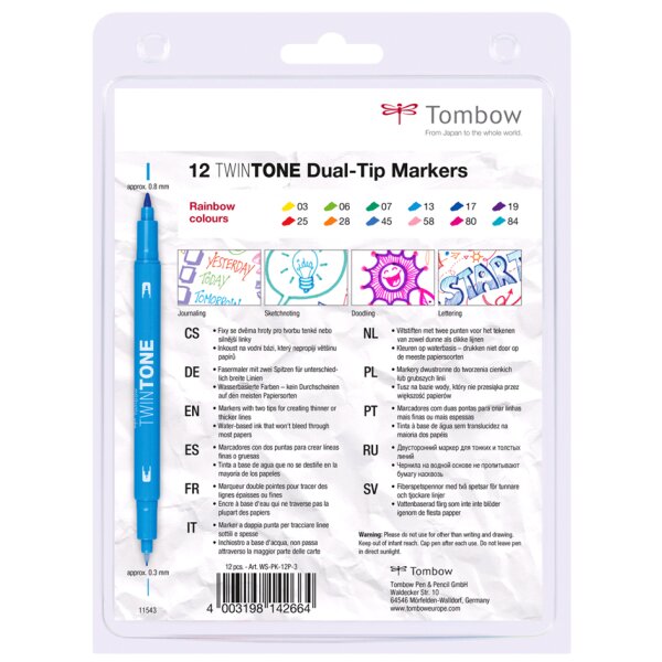Tombow Doppelfasermaler "TwinTone" Rainbow Colours, 12er Set