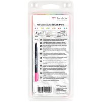 Tombow Stylo de calligraphie Fudenosuke fluo, kit de 6