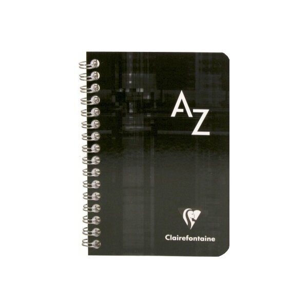 CLAIREFONTAINE Spiralheft mit Index 9,5x14cm 68599 5mm, A-Z, ass. 50 Blatt