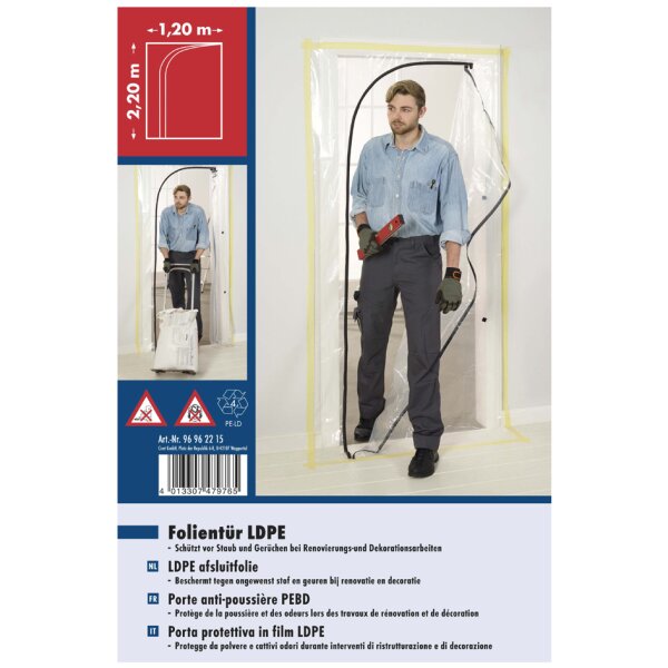 WESTEX Staubschutztür, LDPE-Folie, (B)1.200 x (H)2.200 mm