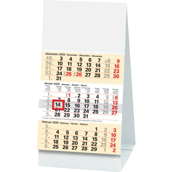 Glocken Tischkalender "3-Monats-Tischkalender", 2027