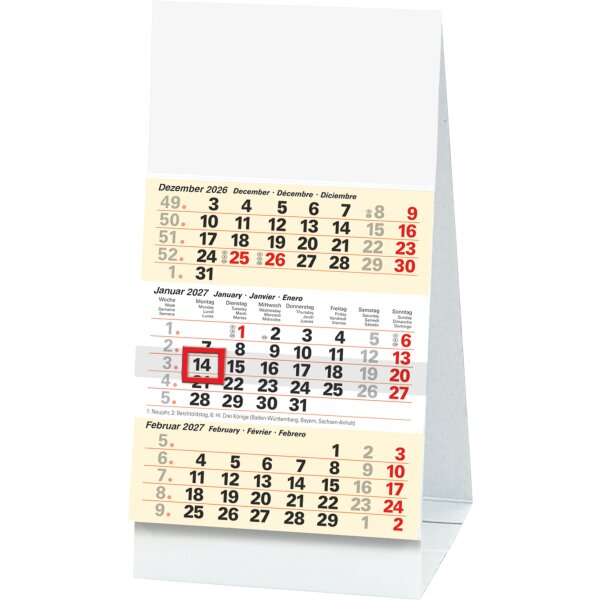 Glocken Tischkalender "3-Monats-Tischkalender", 2027
