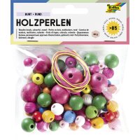 folia Holzperlen "Pastell", rund, 4 Grössen sortiert