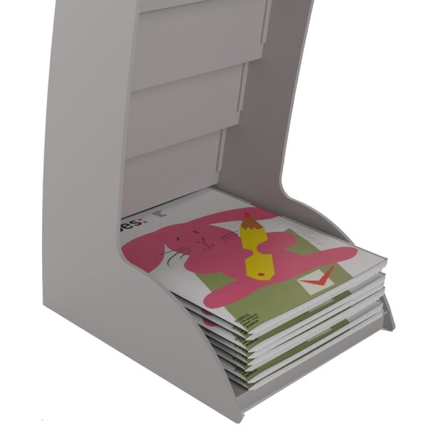 PAPERFLOW Prospektständer Courbo, 8 Fächer, schwarz weiss