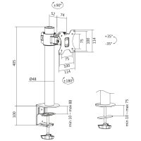 LogiLink Monitorhalterung, Armlänge: 74 mm, schwarz