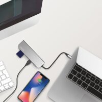 LogiLink Hub multifonction USB-C 6-en-1, argenté