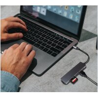 LogiLink Hub multifonction USB-C 6-en-1, argenté