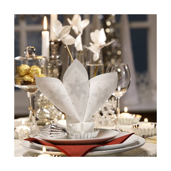PAPSTAR Weihnachts-Motivservietten "Just Stars", rot