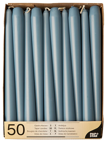 PAPSTAR Leuchterkerzen, 22 mm, arktikblau, 50er Pack