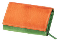 MIKA Damengeldbörse, aus Leder, grün-orange
