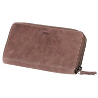 MIKA Portefeuille pour dames, en cuir, couleur : gris-brun