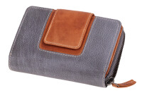 MIKA Portefeuille pour dames, en cuir, couleur: gris-brun