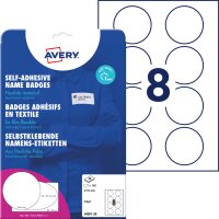 AVERY Zweckform Etiquette pour badge, 65 mm, rond, blanc