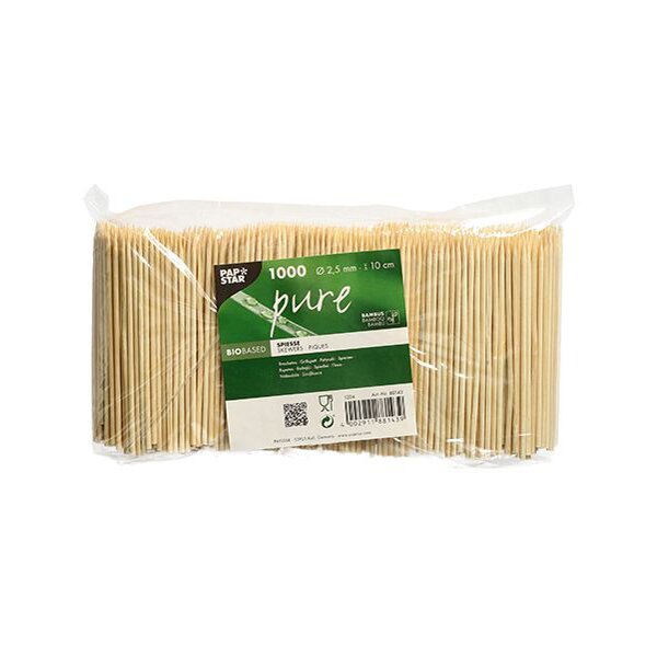 PAPSTAR Spiesse "pure", aus Bambus, Länge: 100 mm