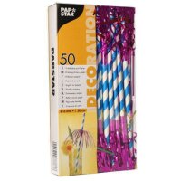 PAPSTAR Paille en papier Feu dartifice, 200mm, bleu/blanc