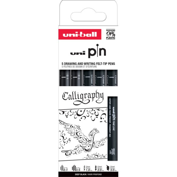 uni-ball Feutre technique PIN PF Lettering, set de 5