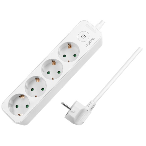 LogiLink Steckdosenleiste, 4-fach, mit Schalter, weiss