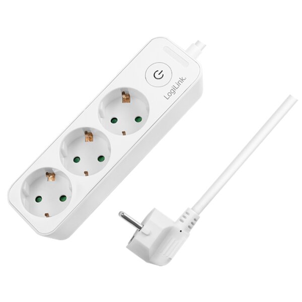 LogiLink Steckdosenleiste, 3-fach, mit Schalter, weiss