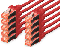 DIGITUS Câble de brassage Cat.6, S/FTP, 1,0 m, par 10, rouge