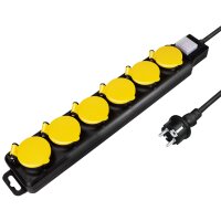 LogiLink Outdoor-Steckdosenleiste, 6-fach, schwarz, IP44