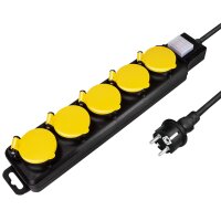 LogiLink Outdoor-Steckdosenleiste, 6-fach, schwarz, IP44