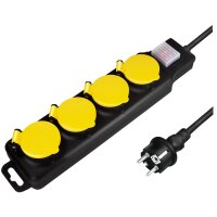 LogiLink Outdoor-Steckdosenleiste, 4-fach, schwarz, IP44