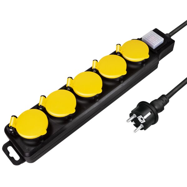 LogiLink Outdoor-Steckdosenleiste, 3-fach, schwarz, IP44