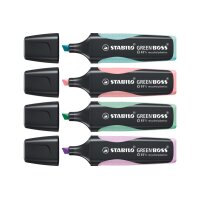 STABILO Textmarker GREEN BOSS 2-5mm 6070/4-2 pastell 4...
