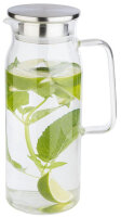 APS Glaskaraffe mit Deckel, 1,5 Liter, Glas Edelstahl