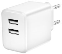 LogiLink Chargeur secteur USB, 2x USB, 12 watts, blanc