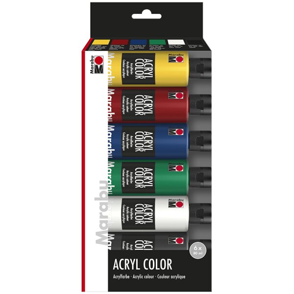 Marabu Peinture acrylique BasicAcryl, kit pour débutants