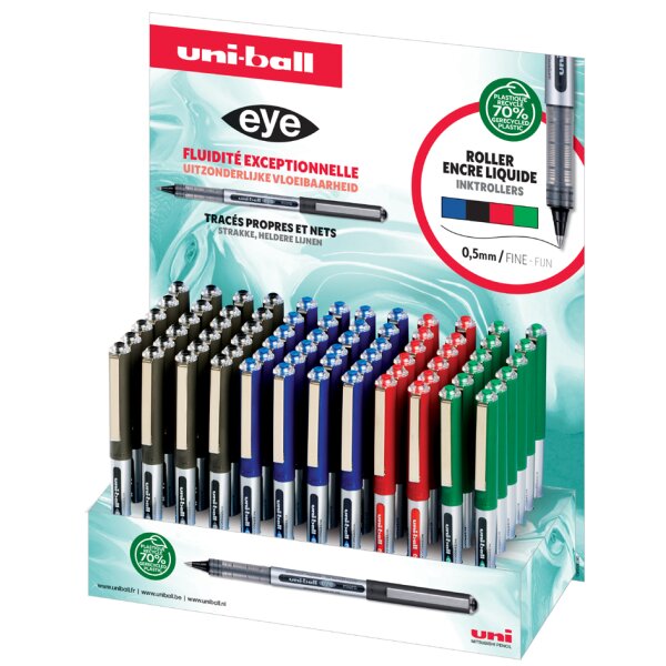 uni-ball Stylo roller eye micro UB150E, pr&eacute;sentoir de 72