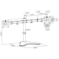 DIGITUS Support double écran universel, noir