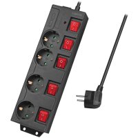 LogiLink Steckdosenleiste, 4-fach mit 5 Schaltern, schwarz