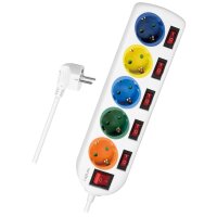 LogiLink Steckdosenleiste, 5-fach mit 6 Schaltern,mehrfarbig